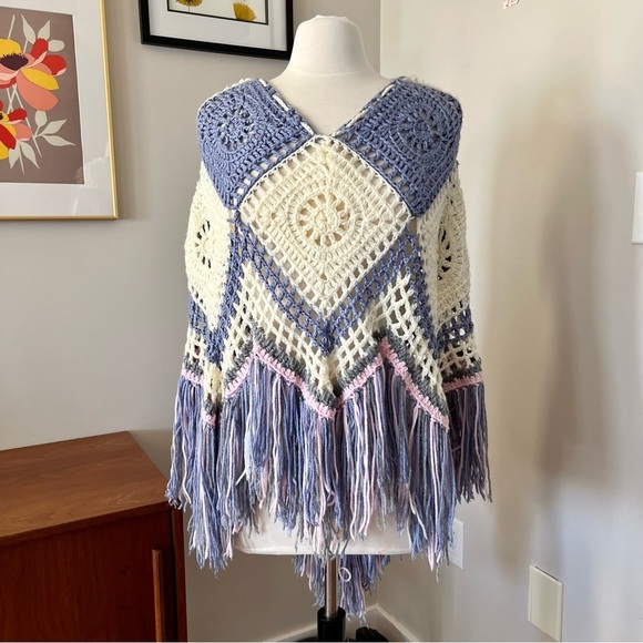 Handmade Sweaters - Handmade Crocheted Poncho with Hood